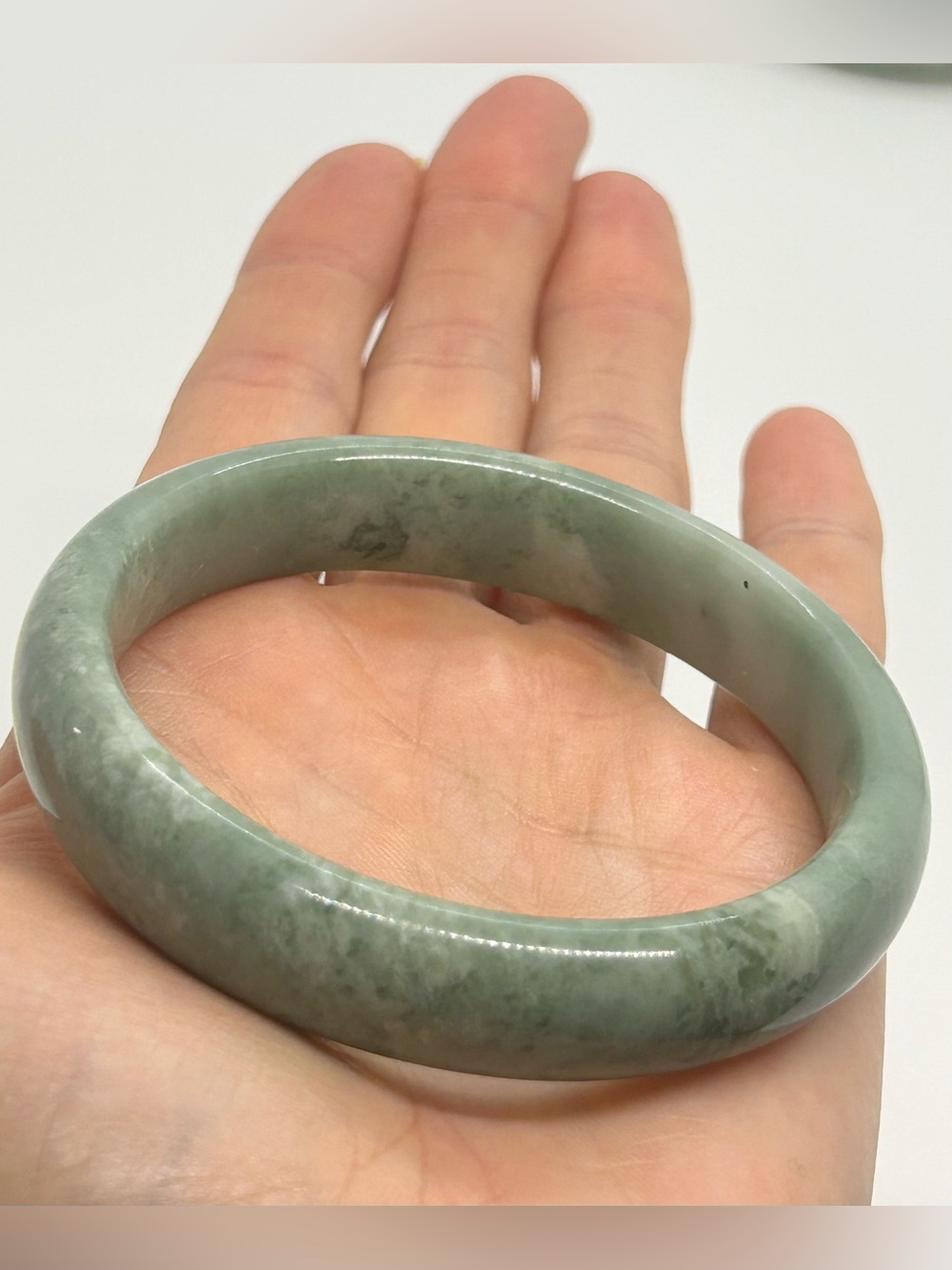 Natural Spotted Green Jade Bangle